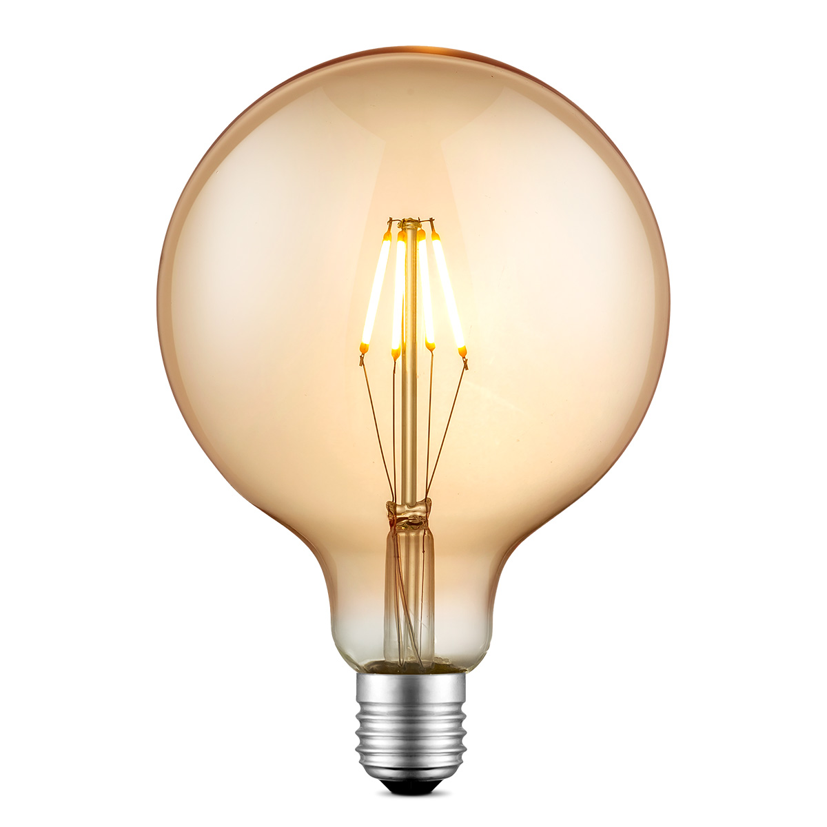 Edison Vintage LED filament lichtbron Carbon - Amber - G125 Global - Retro LED lamp - 12.5/12.5/17cm - geschikt voor E27 fitting - Dimbaar - 4W 400lm 2700K - warm wit licht